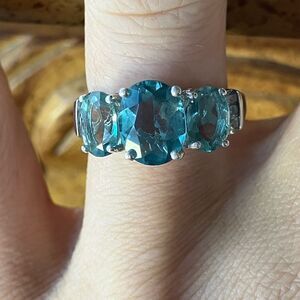 Teal Color Changing Fluorite Sterling Silver Ring Size 6